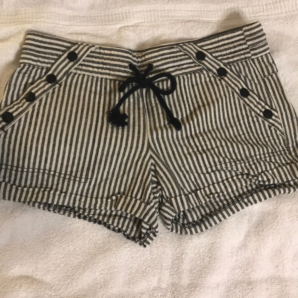 Black and White striped shorts